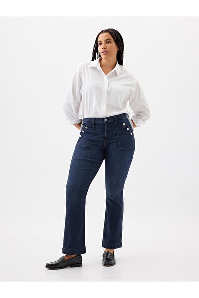 GAP Kadın Lacivert Mid Rise Bootcut Jean Pantolon