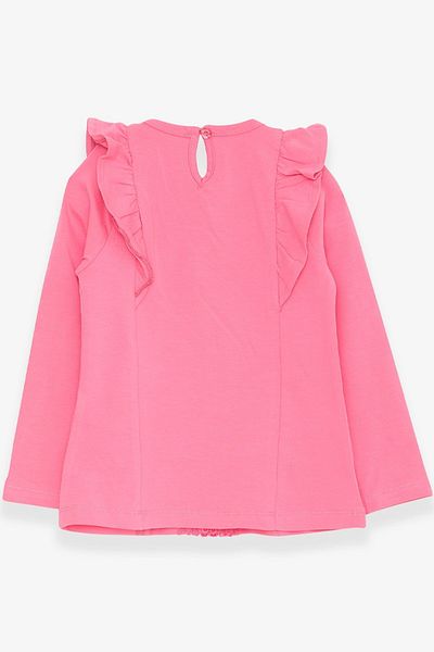 Breeze Girl's Long Sleeve T-Shirt with Laced Frills, Age 3-8, Coral