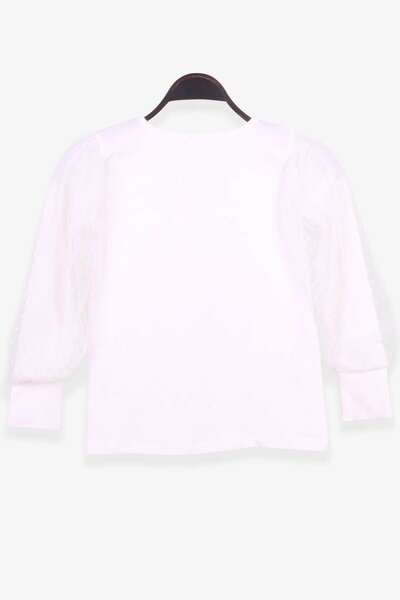 Breeze Дівчача блузка з рукавами з тюлевими деталями, 8-12 років, екрю