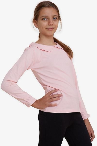 Breeze Тениска с дълъг ръкав, розова, за момиче 6-12 години - ластични ръкави с емблема