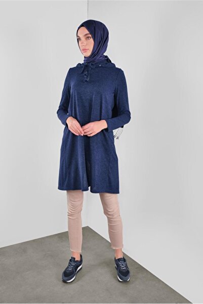 Alvina Hooded Laces Feathered Knitting Tunic 41303