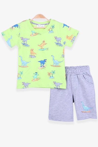 Breeze Boy's Shorts Set Dinosaur Printed, Age 2-6, Pistachio Green