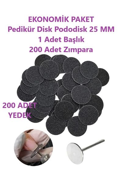 Helios Eco Package Pedicure Disc Pododisk 25 mm Pumice Disc 1 Piece Head 200 Pieces of Sandpaper in Special Box