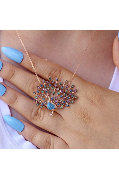 Takı Boom Tavuskuşu Kolye, Tavus Kuşu Gümüş Kolye, Tavus Kuşu Takıları