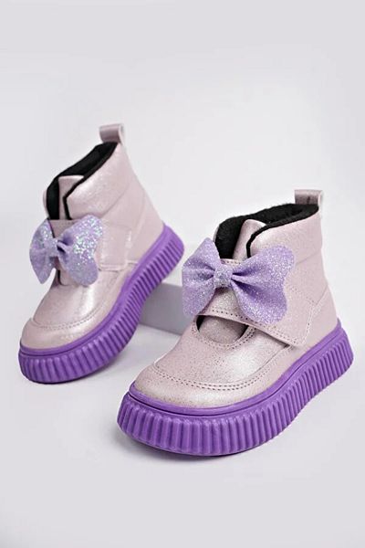 BEYAZ (ARZEN) Mini Thermo Αντιολισθητική Βάση Velcro με παπιγιόν Καθημερινή Παιδική Άνετη Πούδρα Μπότας