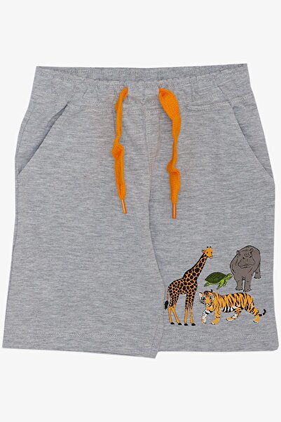 Breeze Boy's Suit with Shorts Strong Animals Patterned 1.5-5 Years, Gray Melange