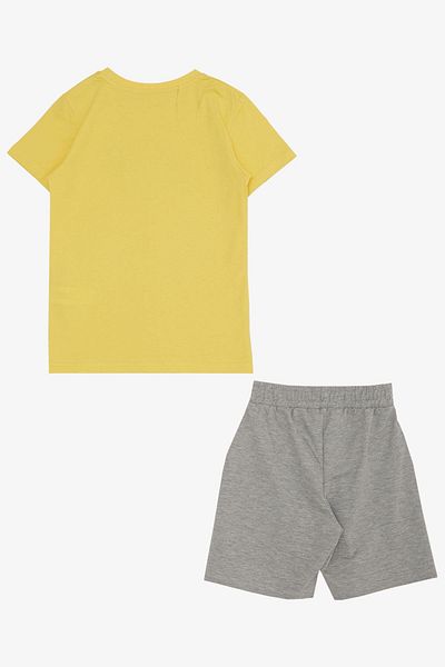 Breeze 8-14 Years Boy's Shorts Set - Printed Text and Pocket, Yellow