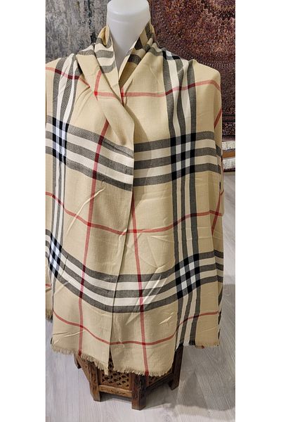 TOPRAK ART GALLERY Plaid Patterned Pashmina Shawl