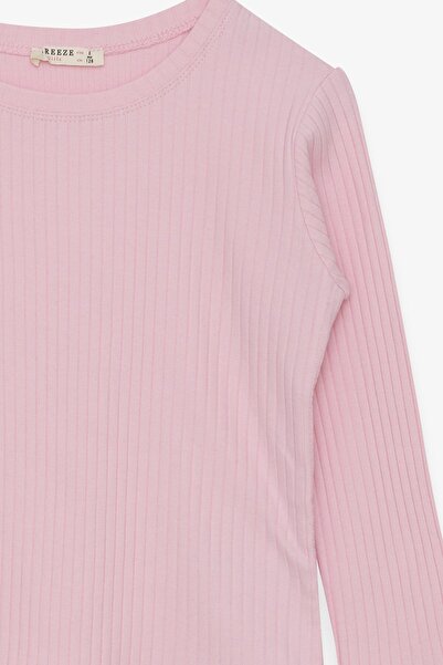 Breeze Μακρυμάνικη μπλούζα για κορίτσια με πλάγια πλισέ 8-14 ετών, πούδρα