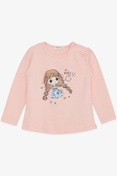 Breeze Girl's Long Sleeve T-Shirt Floral Girl Printed 1-4 Years, Salmon