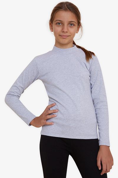 Breeze Μακρυμάνικο μπλουζάκι για κορίτσια Basic 9-12 ετών, Grey Melange