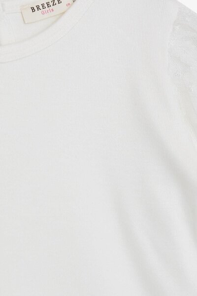 Breeze Μακρυμάνικη μπλούζα για κορίτσια με μανίκια τούλι 3-7 ετών, εκρού