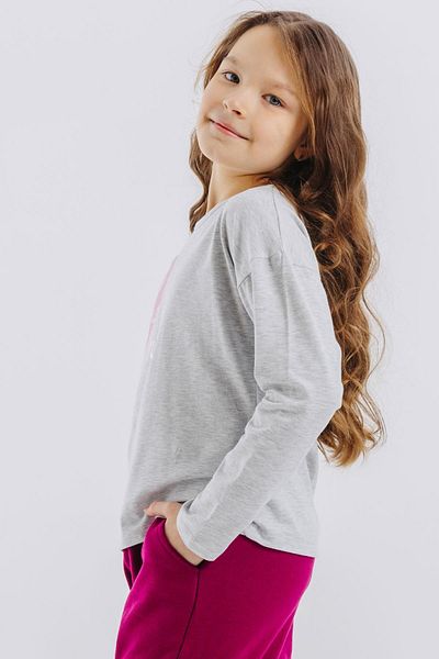 Breeze Tricou cu mânecă lungă pentru fetiță cu text aurit imprimat inimă 6-12 ani, culoare gri deschis