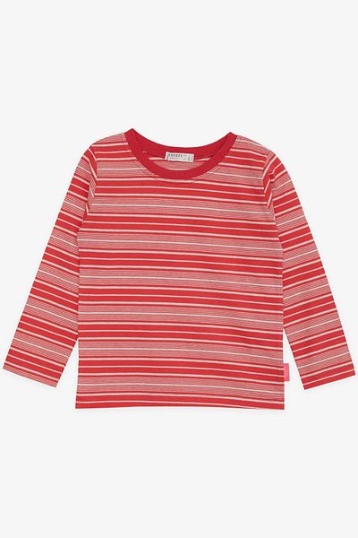 Breeze 3-7 Years Girl's Striped Long Sleeve T-Shirt - Pomegranate