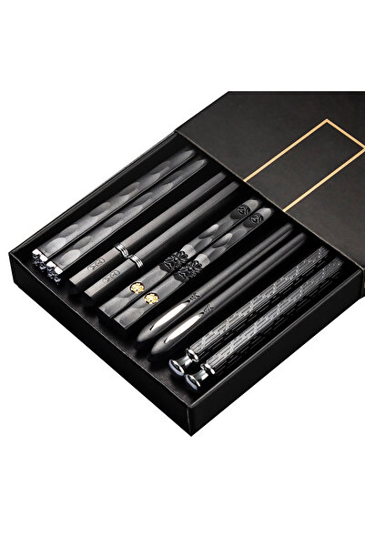 Choice A 5 Pairs Japanese Chopsticks Sushi Sticks Korean Chopsticks Reusable Alloy Chop Sticks Kitchen Tab.