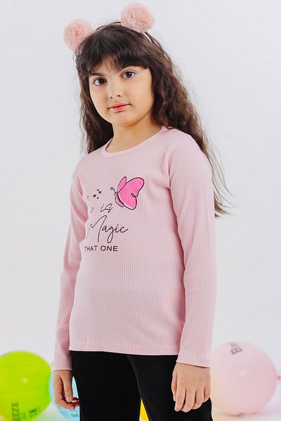 Breeze Tricou cu mânecă lungă pentru fetiță cu imprimeu fluture 4-8 ani, roz