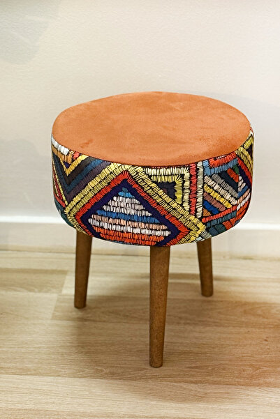 Weblonya Desenli Puf Sandalye 3 Ayaklı Puf Koltuk 5511