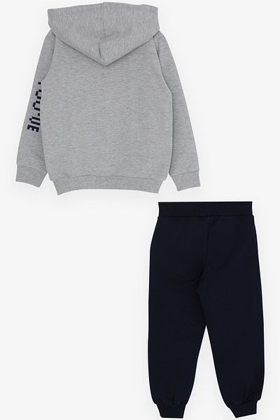 Breeze Boy's Tracksuit Set, Teddy Bear Printed, Age 2-6, Gray Melange