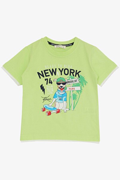 Breeze 2-6 Years Boy Shorts Set - Cute, Printed Puppy, Pistachio Green