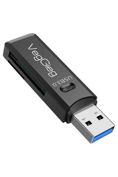 Veggieg Black USB 3.0 Sd and Micro Sd Memory Card Reader