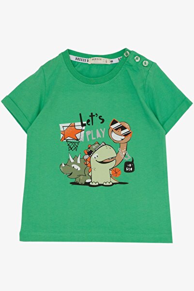 Breeze 1-4 Years Boy Green Shorts Set - Playtime Happy Animals Printed