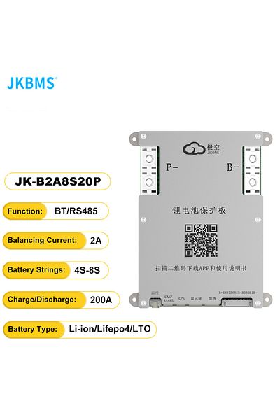 Choice B2A8S20P JK BMS Smart BMS CANBUS HEAT 4S 5S 6S 7S 8S 12V 24V Battery With 2A Actice Blance RS485 HEA