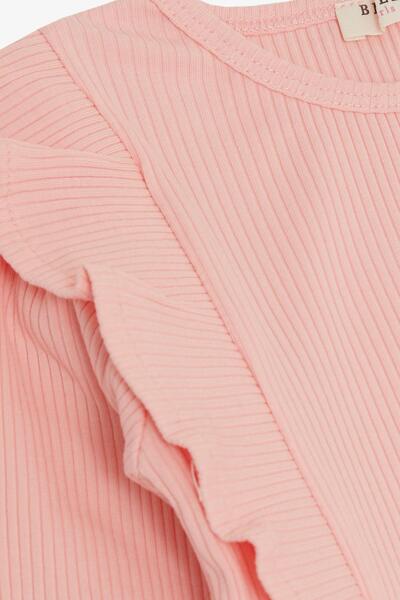 Breeze Μακρυμάνικο μπλουζάκι για κορίτσια με βολάν ώμου 3-7 ετών, σολομός