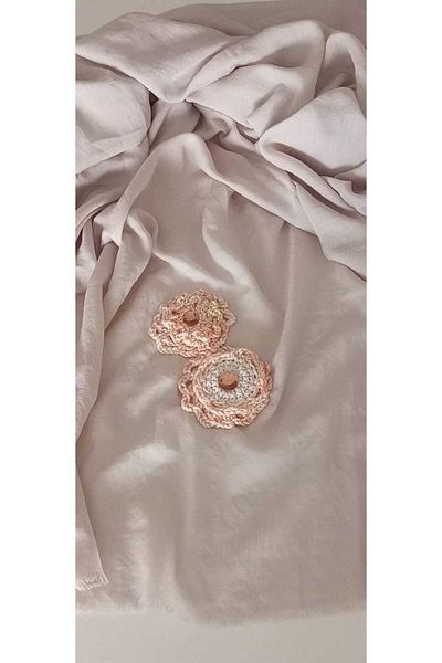 İskeçe Exclusive Powder Colored Handmade Design Lace Themed Shawl in Special Box