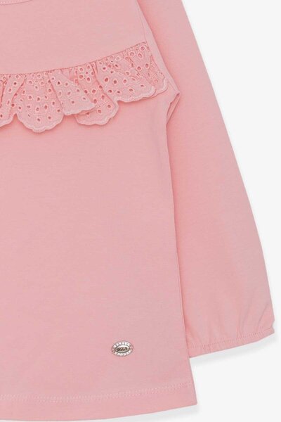 Breeze Κοριτσίστικο μακρυμάνικο μπλουζάκι Frilly 3-8 ετών, πούδρα