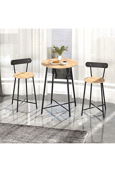 eportatif Mutfak Oval 2 Kişilik Bar Yemek Masası Çam 1515