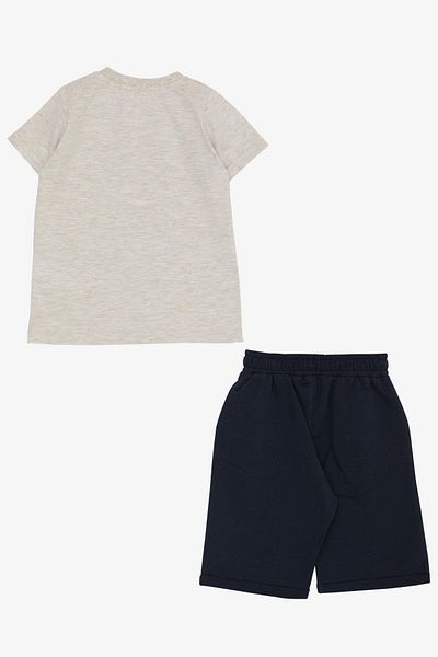Breeze King Lion Printed Boy's Shorts Set - Age 1-4, Beige Melange