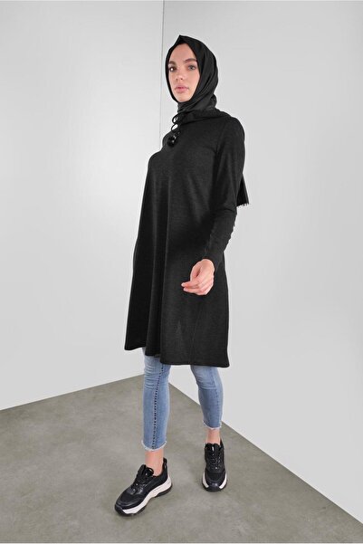 Alvina Hooded Laces Feathered Knitting Tunic 41303