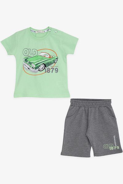 Breeze Girls & Boys Boy Shorts Set Antique Car Themed 1.5-5 Years, Pistachio Green