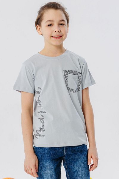 Breeze Boy's T-Shirt with Text Printed Pocket 8-12 Years, Gray