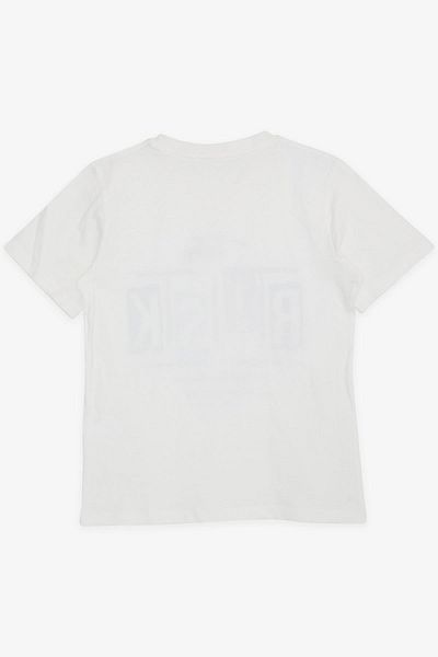 Breeze Boy's T-Shirt with Text Printed, Age 9-16, Ecru