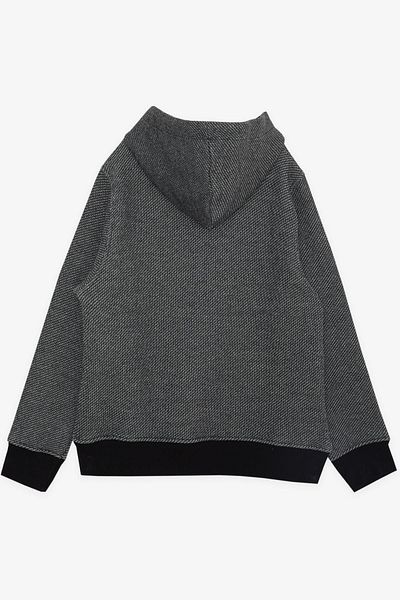 Breeze Girls & Boys Boy's Cardigan Hooded Zippered Text Embroidered 8-14 Years, Dark Gray Melange