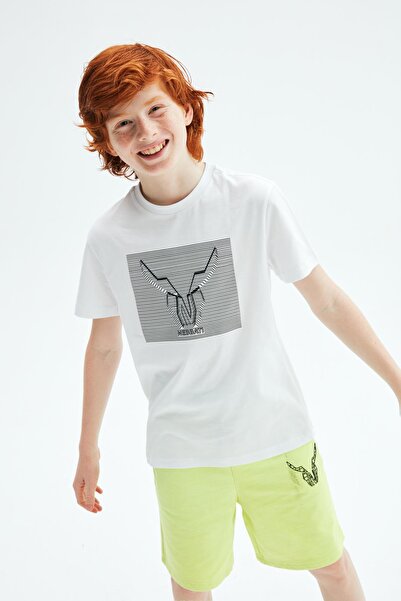 Nebbati Bg Store Boy's White T-Shirt 23pssnb3505