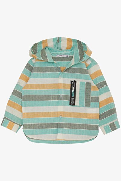 Jack Lions Boy's Shirt Hooded Pocket Part Zippered 1.5-5 Years, Water Green