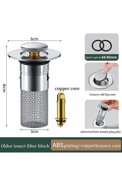Choice New -short Stainless Steel Floor Drain Filter Washbasin Plug Anti Odor Pop-Up Bounce Core Basin Stop
