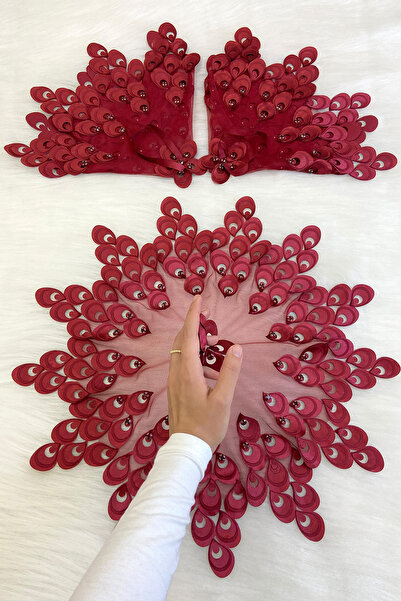 ZEYMERADE منديل العريس والعروس باللون العنابي مقاس كبير، منديل العروس ذو الحج...