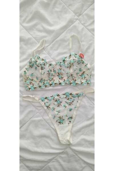 ARONA YEŞİL ÇİÇEKLİ ,DANTELLİ BRALETTE TAKIM 2'Lİ TAKIM SÜTYEN&TANGA ,FANTAZİ...