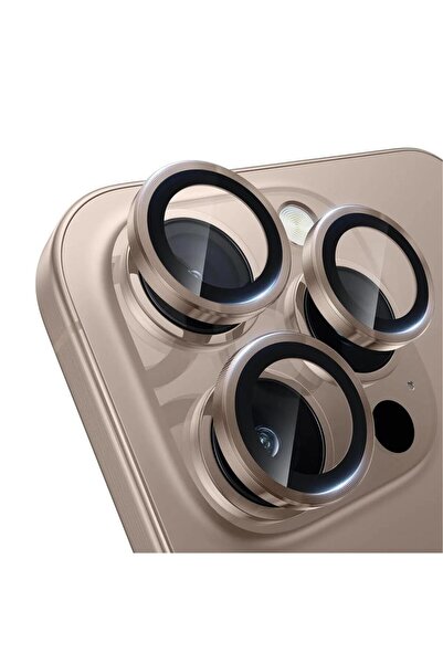 bzontech iPhone 16 Pro / 16 Pro Max Mercek Lens Kamera Koruyucu ÇÖL Titanyum