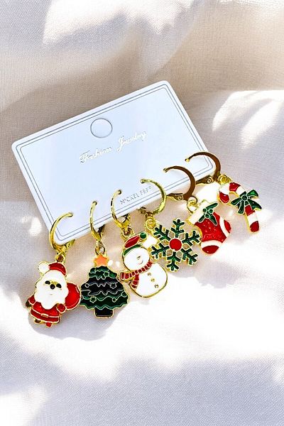 PETEK AKSESUAR SET OF 6 NEW YEAR CHRISTMAS THEMED EARRINGS