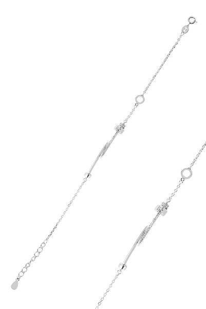 Söğütlü Silver Gümüş rodyumlu zirkon taşlı stil çivi bileklik SGTL12628RODAJ