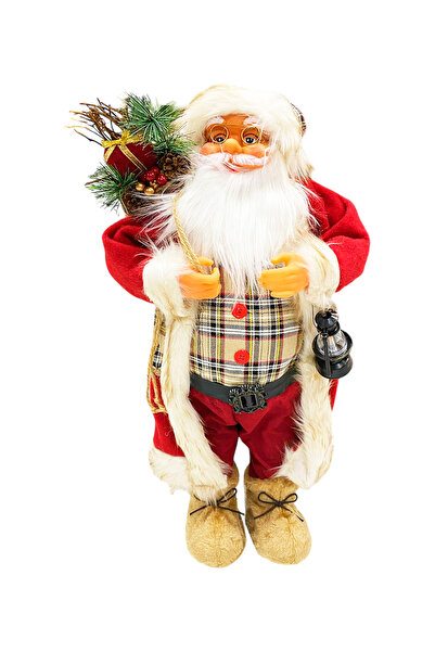 Yusuf Dirik YD Party Supplies Dekoratif Noel Baba 65 cm Ekose Kıyafetli Lambalı