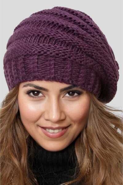 Trenderrs Жіноча зимова шапка з коміром, трикотажна в'язана шапка