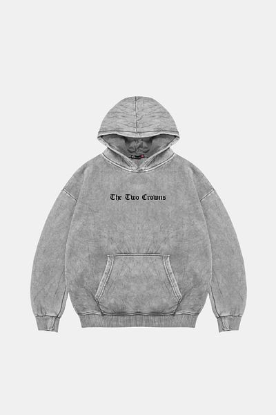 Sekizbiraltı The Two Crowns Printed Oversize Unisex Premium Washed White Hoodie