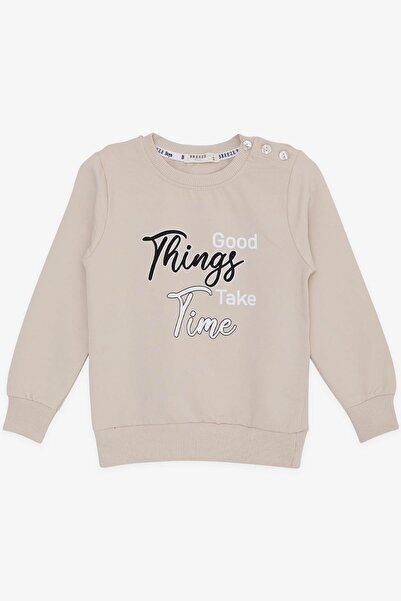 Breeze Hanorac pentru baieti - Text imprimat, 2-6 ani, Bej