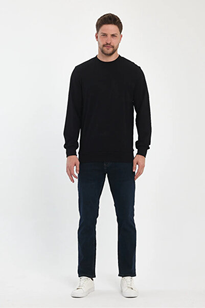Rodi Jeans Men's Black Crew Neck Unprinted Comfortable Fit Seasonal Sweatshirt