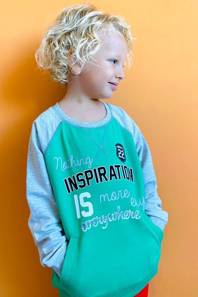 Breeze Суитшърт за момчета с текст и джоб, 5-10 години, зелен